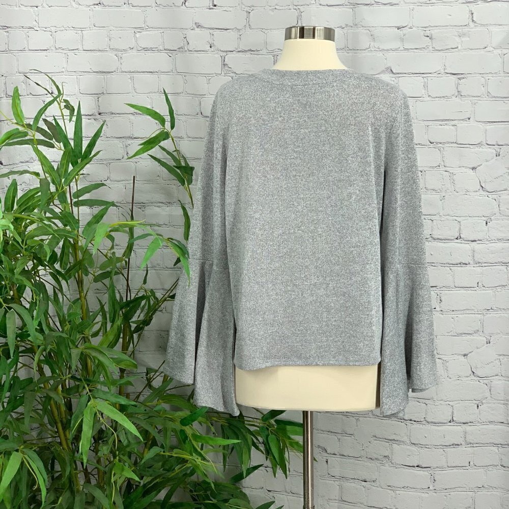 Bar III Light Heather Grey Bell Sleeve Sweater - Picture 4 of 9